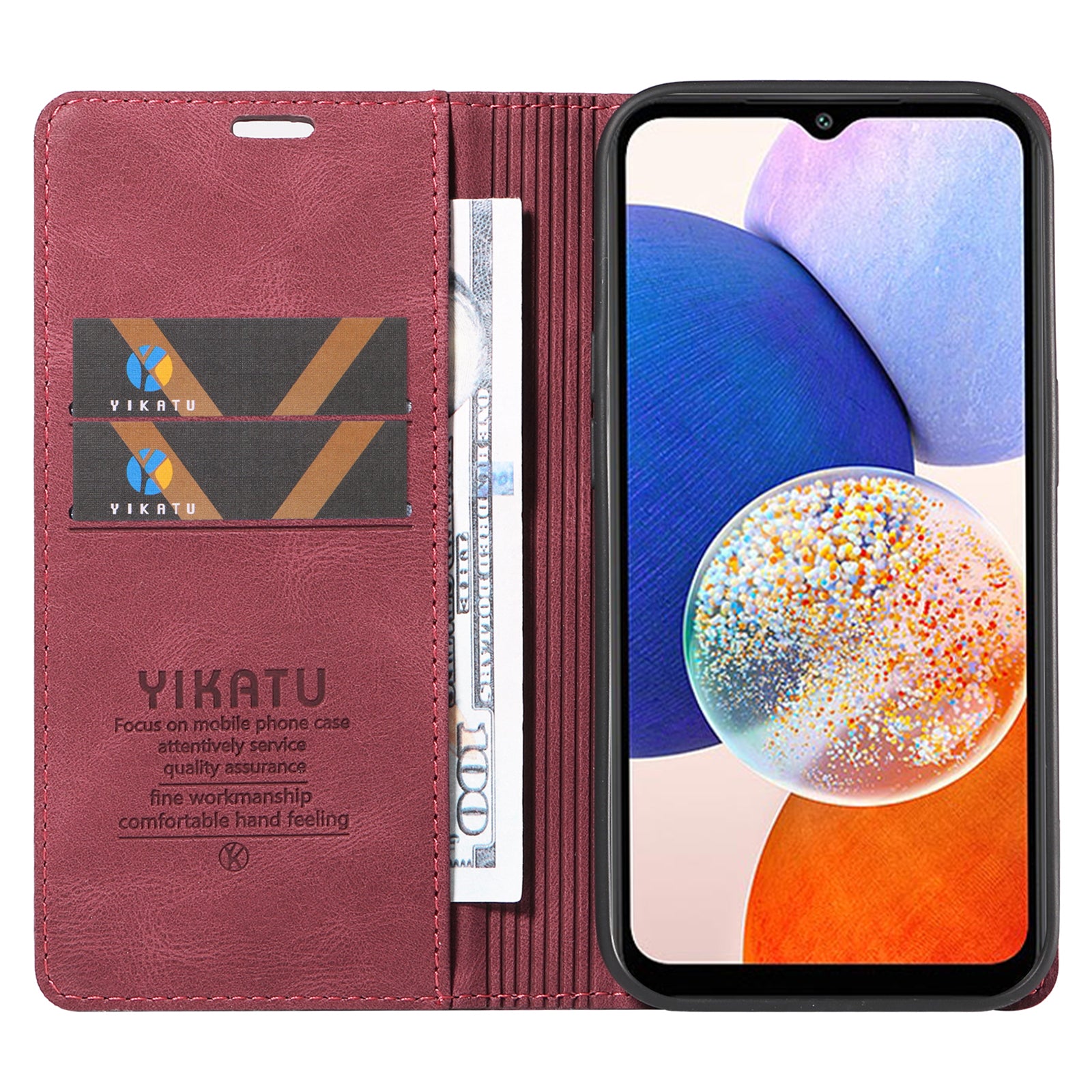 YIKATU YK-004 pro Samsung Galaxy A14 5G dotykový magnetický zavírací kožený stojánek na peněženku kryt pouzdro na telefon YIKATU YK-004 pro Samsung Galaxy A14 5G dotykový magnetický zavírací kožený stojánek na peněženku kryt pouzdro na telefon